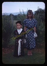 Blonde Girls Dresses Fashion Kids 1940s 35mm Slide Red Border Kodachrome