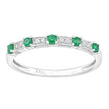 9ct White Gold 0.05ct Diamond and Emerald Eternity Ring By Naava