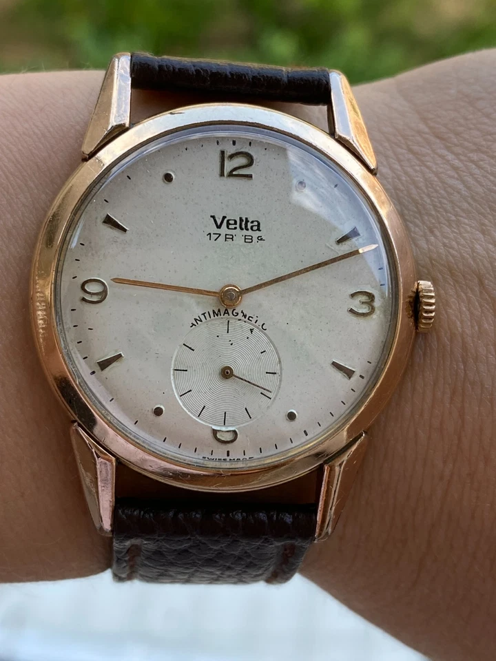 Vetta Watch Manual 17 Jewels Cal.Eta 1120 Mens Big Size 37mm Swiss.Just Serviced - Immagine 3 di 4