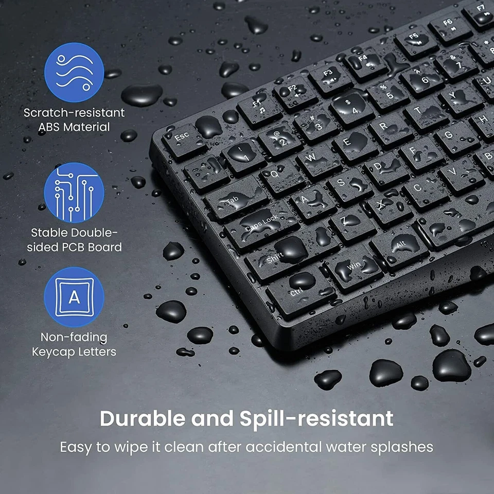 Wireless Qwerty Keyboard Slim Design Quiet for PC or Mac - Image 2 of 2