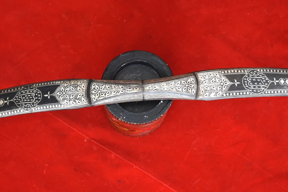 Arco e flecha vintage mogol islâmico otomano prata damasceno todo em aço decoração - Imagem 2 de 4