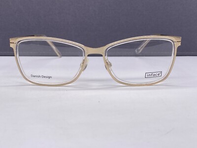 inface Brille Damen Gold Transparent Rechteckig Vollrand NP: 179  