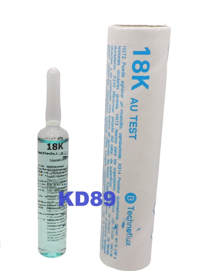 Réactif en ampoule test à tester les bijoux en or 18 carats 18k 750/1000 - KD89