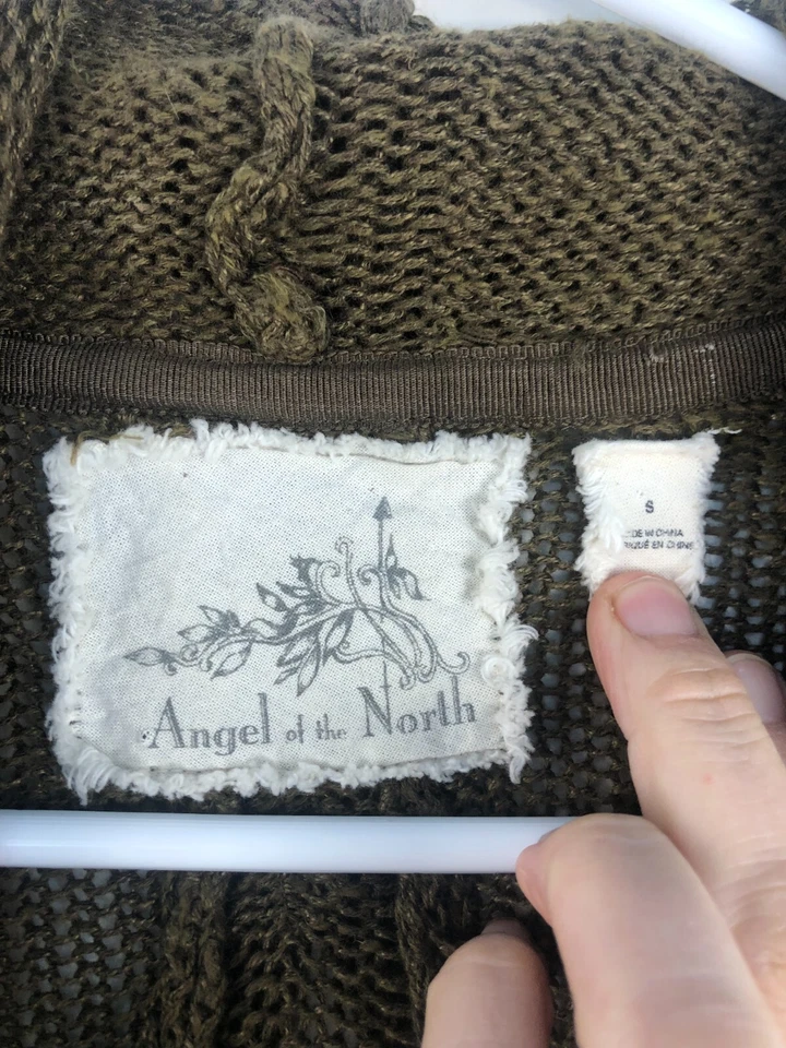 Cárdigan Anthropologie Angel of the North Marrón Abierto Suéter Mezcla de Lino Talla S Foto 4 de 4