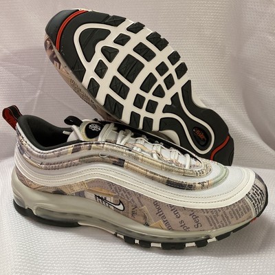 Nike Air Max 97 Newspap Ed Shoes 921826 108 Sail White Black Sz 10 | eBay