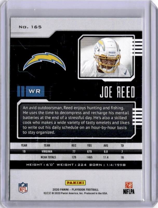 2020 Panini Playbook #165 Joe Reed Rookie Card Chargers | eBay