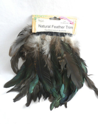 Touch Of Nature NATURAL FEATHER TRIM 36'' Cockneck Black Hackle Feathers