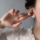 Gold Plated on Silver Post Large Pearl Stud Earring with