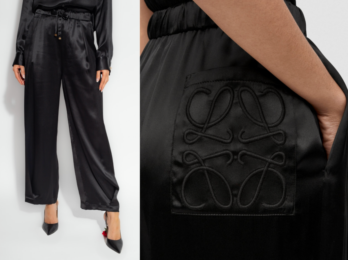 LOEWE BLACK SILK TROUSERS Jogging-Hose Jogger Lounge Seiden