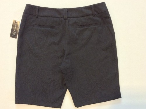 NEW INC international concepts Women Dress Shorts Stretch Black Paisley Bermuda - Picture 3 of 12