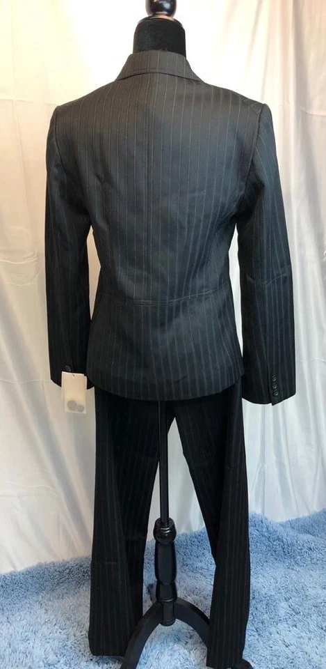 NWT $475 Philippe Adec Black 3 Button Blazer Wool Pant Suit Formal Business Sz 6 - Image 2 of 4
