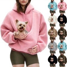 Casual Hoodies Kangaroo Dog Pet Holder Carrier Big Pouch Pocket Pullovers Sweats