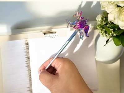 NEW Pink Pegasi Clear Glass Handmade Pen