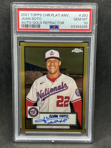 2021 TOPPS CHROME PLATINUM ANV AUTOS GOLD REFRACTOR JUAN SOTO 03/50 PSA 10 AUTO