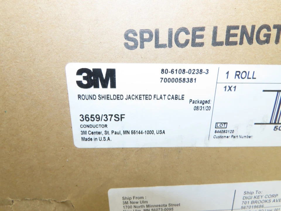 3M 3659/37SF 300 Wire Spool 36AWG 280' 37 Conductor Flat Ribbon Cable 黑色 — 第 2/4 张图片