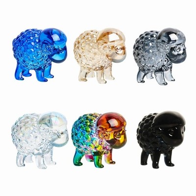 Practical Colorful Sheep Shape Small Ornament Animal Models Glass Texture