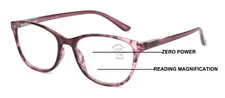 Women Marble Print Clear Progressive Reading Glasses - Zero Power On Top Reader