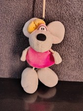 Petite Peluche Diddlina Robe Rose Noeud Jaune Ventouse 15cm Diddl Vintage Ancien