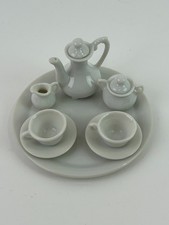 Vintage Miniature Porcelain Dollhouse Mini Tea Set Solid White Japan
