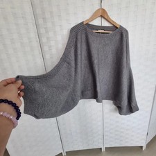 Gray Loose Fit Winter Shawl Cardigan - New