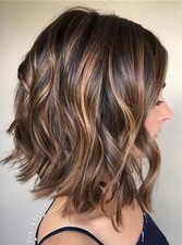 14 In Human Hair New Fashion Brown Wavy Women's Full Wigs