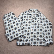 Grana Flannel Sanforized Blue Pj Set 1970s Vintage Men s Large Made In USA