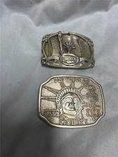 Two Vintage Statue of Liberty Belt Buckles
