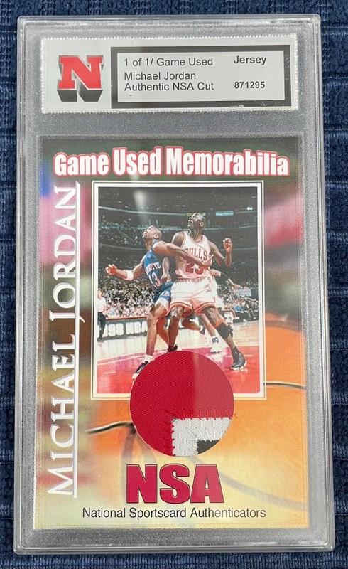 1 of 1 Michael Jordan Game Used Chicago Bulls Jersey Relic Patch 2010 NSA Card