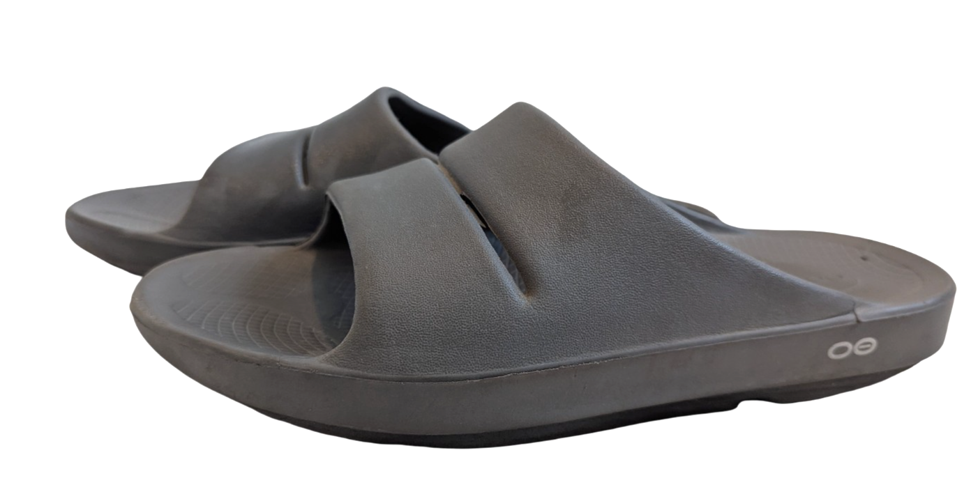 APL Sandali da recupero unisex Oofos Ooahh Slide grigio ardesia taglia uomo 10 donna 12