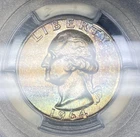 1964-P PCGS CAC MS66+ (Plus) Washington Quarter w/ Exceptional Rainbow Toning