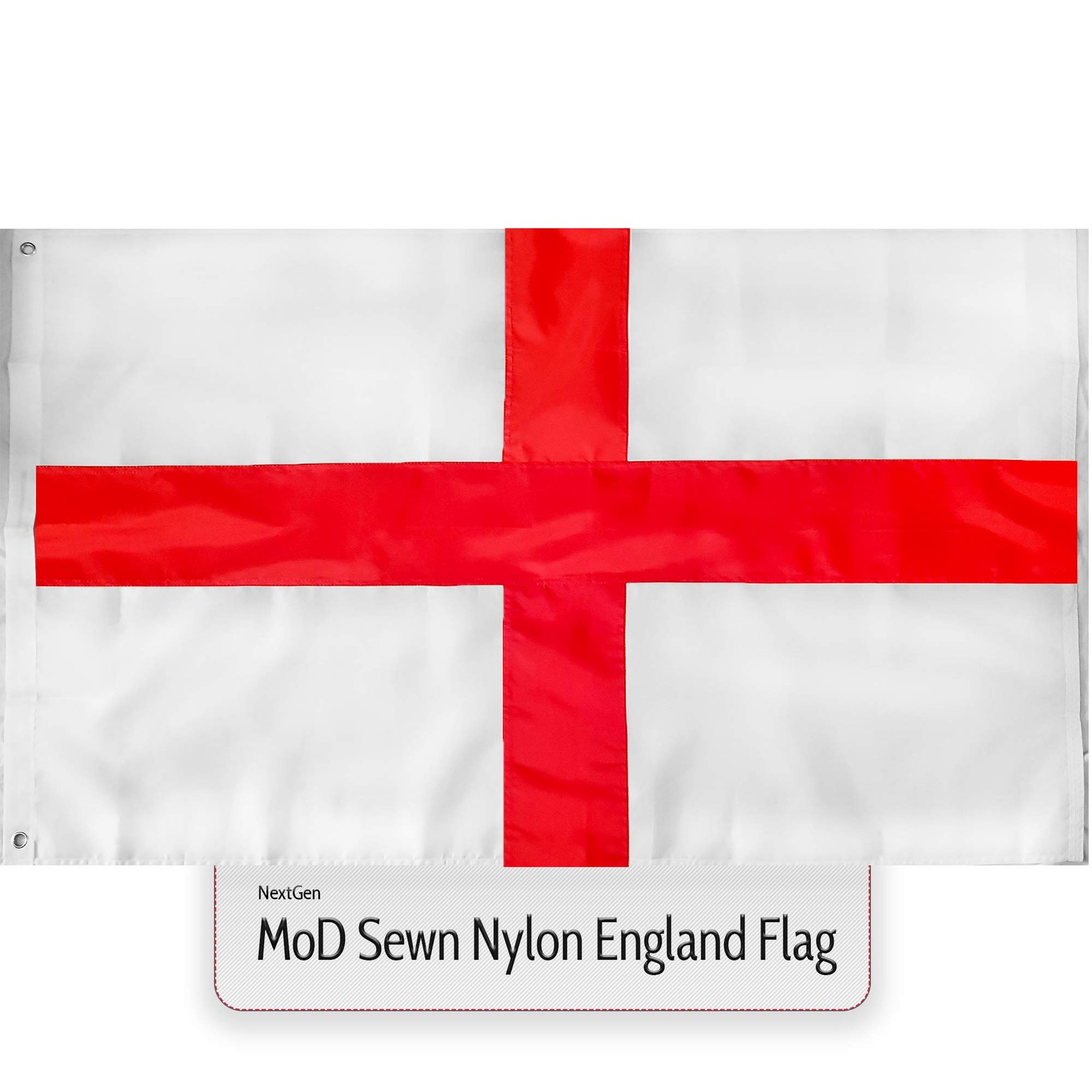 MoD England Flag Sewn Nylon Fabric Large St Georges 5ft x 3ft, White,Red
