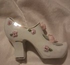 Vintage Miniature Porcelain Ceramic Woman’s Shoe Pink Rose Floral Decor Japan — photo 1
