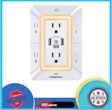 Multi Plug Outlet Surge Protector - POWRUI 6 Outlet Extender with 3 USB Ports..