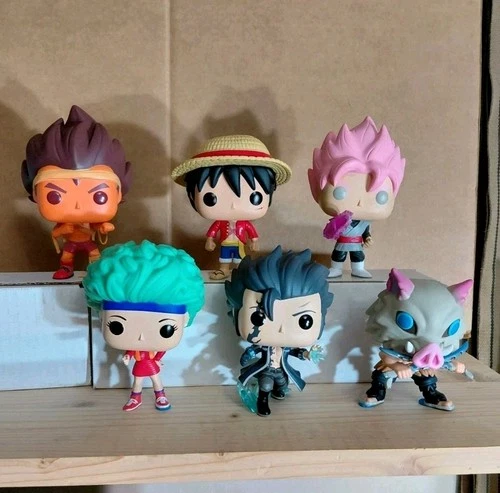 Funko Pop Out Of Box Lot -6 Pops One Piece Monkey D Luffy Dragon Ball Goku Bulma