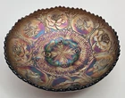 Fenton Iridescent Amethyst Carnival Glass Bowl 8" Dragon & Lotus Flower Pattern