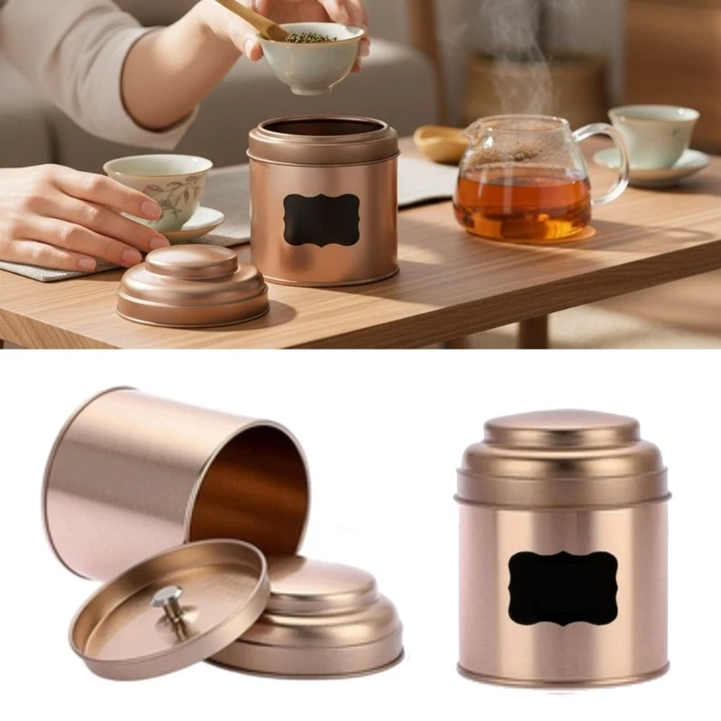 Modern Designs Tin Teas Canister Double Seal Lid Moisture Proof Kitchen