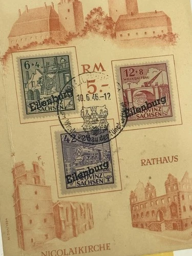 1946 Eilenburg Germany First Day Souvenir Sheet Cover Post War Local Post Office