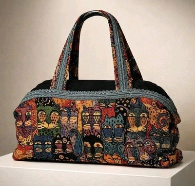 Laurel Burch Cat Tapestry Bag 14''W X 8''H X 3.5'' D EXCELLENT CONDITION