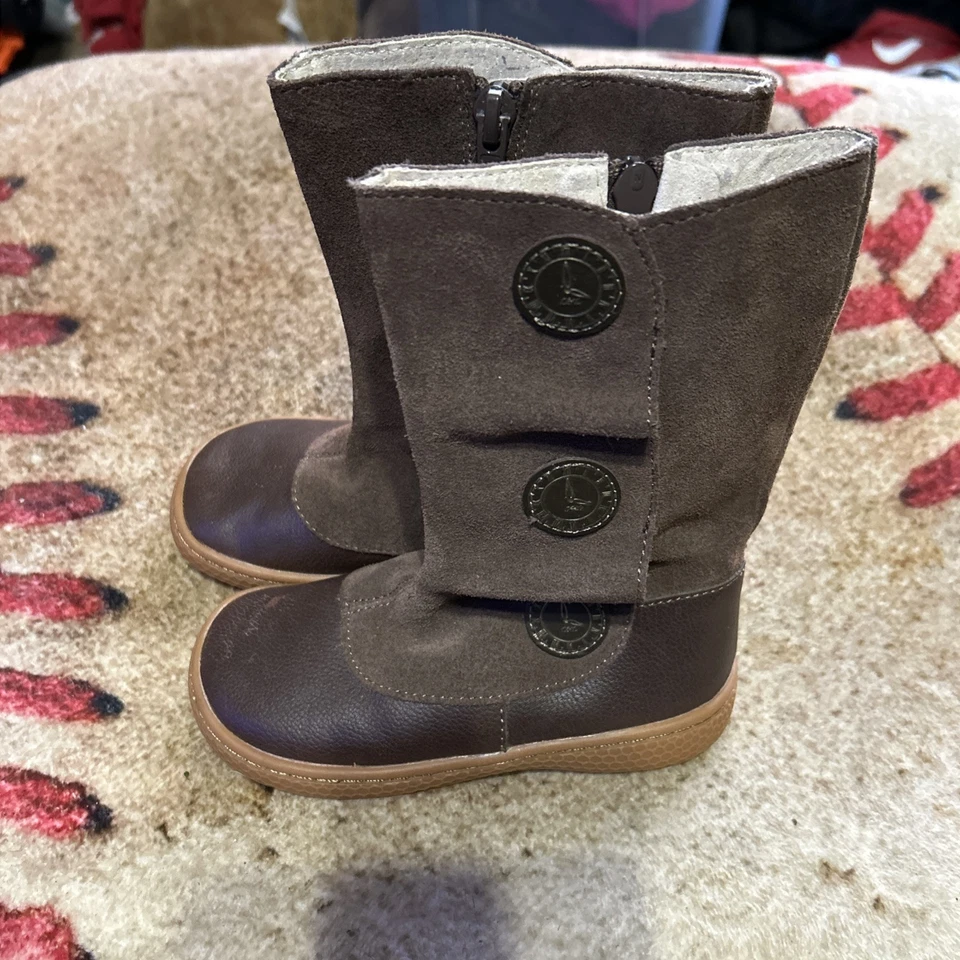 Livie & Luca Suede Boots Girls Size 8 Brown Leather Side Zip - Image 3 of 4