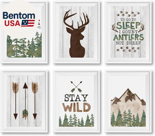 6 Woodland Nursery Wall Decor - Reversible Unframed Baby Boy Nursery Decor, Hunt
