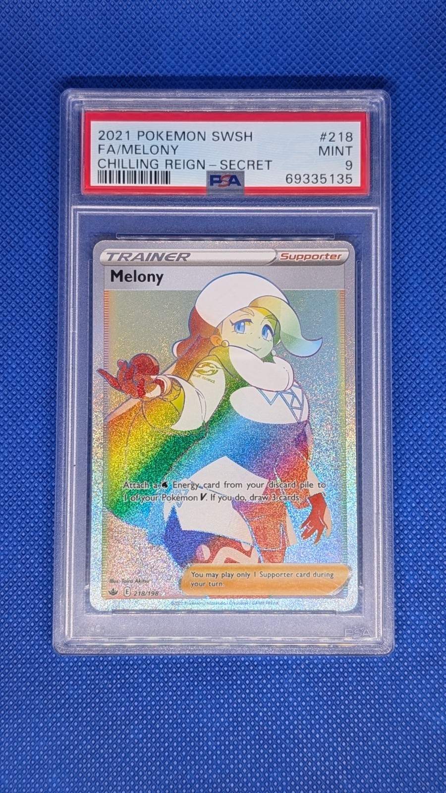 PSA 9 MELONY TRAINER #218 POKEMON SWSH CHILLING REIGN FULL ART SECRET MINT
