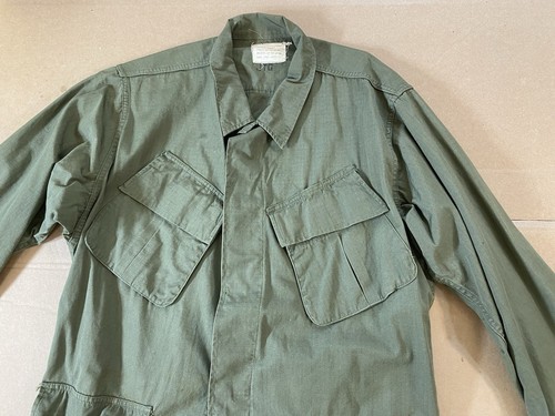 Vietnam Slant Pocket Rip-Stop Vintage US Army Medium Short Coat Jacket 9F89 - Picture 2 of 7