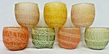7  Vintage SPAGHETTI STRING ROLY POLY Assorded Colors Craft RUBBERIZED GLASSES