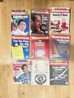 1986 Newsweek Lot 9 Manila,Cupmo,Chernobyl,CBS,Voyager,Robin Williams And More