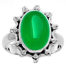 Natural Green Onyx 925 Sterling Silver Ring s.8.5 Jewelry R-1189