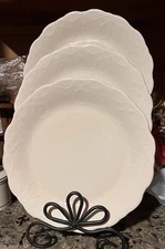 Set /3 The Pioneer Woman Cowgirl Lace Linen 11” Dinner Plates Cream White Exce