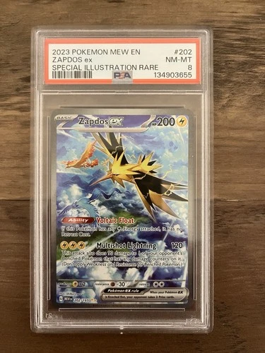2023 POKEMON 151 MEW EN #202/165 ZAPDOS EX SPECIAL ILLUSTRATION RARE PSA 8