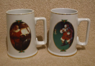 2 Pc 1996 Coca Cola Christmas Mugs - Good Boys / Girls & Friends Drop In - GUC