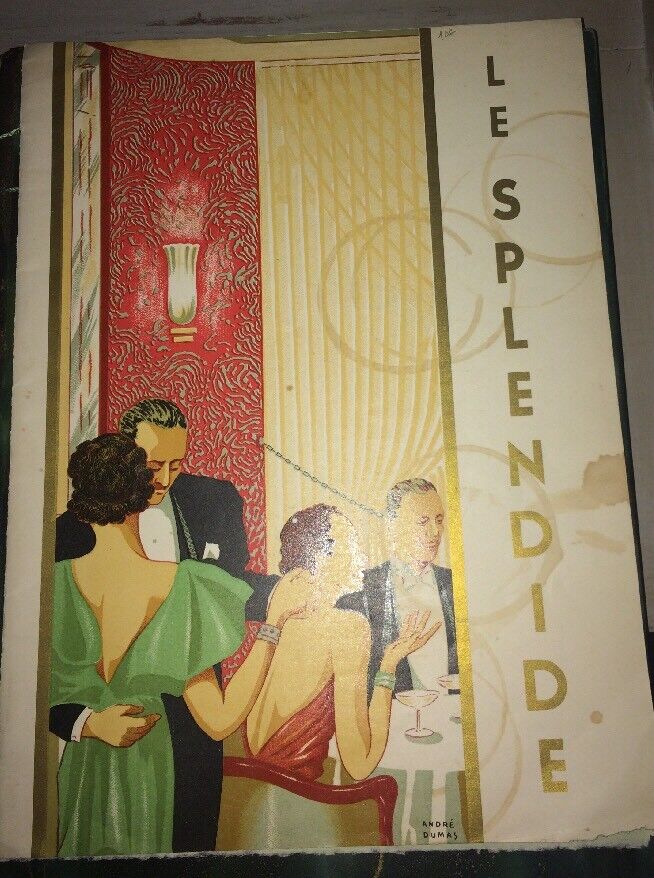 MENU DU RÉVEILLON DE NOËL 1937 AU SPLENDIDE HOTEL À BORDEAUX (ill. André DUMAS). Overvloedig, winstgevend