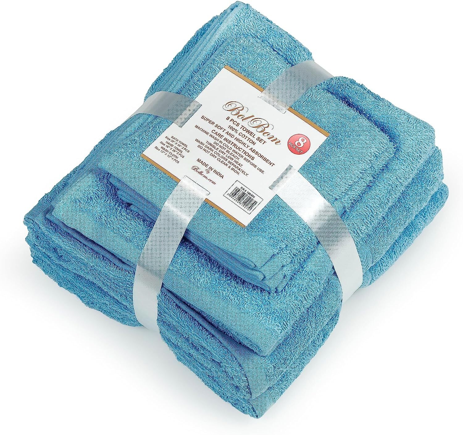 Bath Towels Set of 8, Ultra Soft 100 Cotton, 2 Extra Large Bath Towels